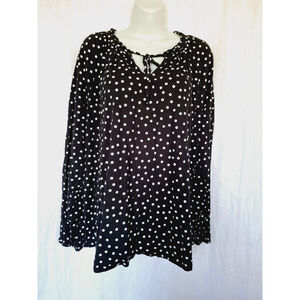 Women's Chaps Blouse XL Black White Polka Dot